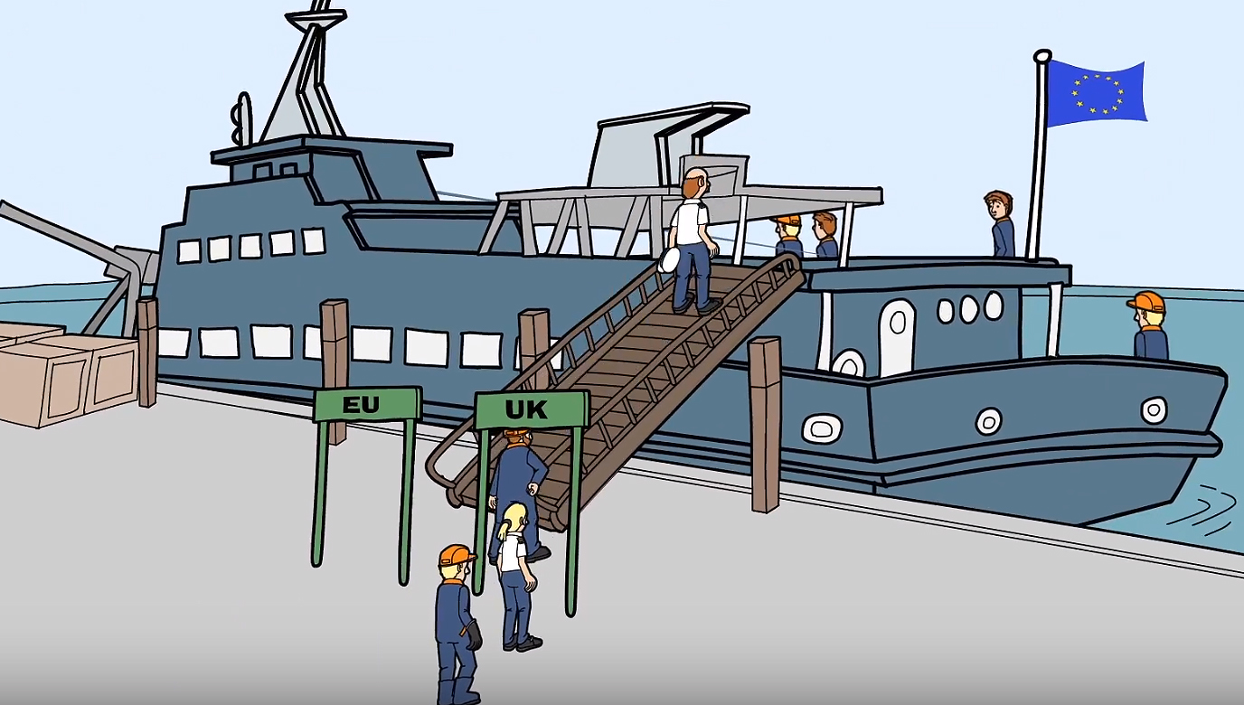 A still from one of three Nautilus animations tackling the implications of Brexit for seafarers. Image:A still from one of three Nautilus animations tackling the implications of Brexit for seafarers.