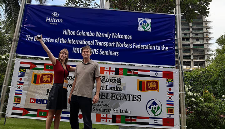 Nautilus International officials Piet Doerflinger (Nautilus Switzerland) and Liselotte Struijs (Nautilus NL) at the Colombo ITF event Image:Nautilus International officials Piet Doerflinger (Nautilus Switzerland) and Liselotte Struijs (Nautilus NL) at the Colombo ITF event