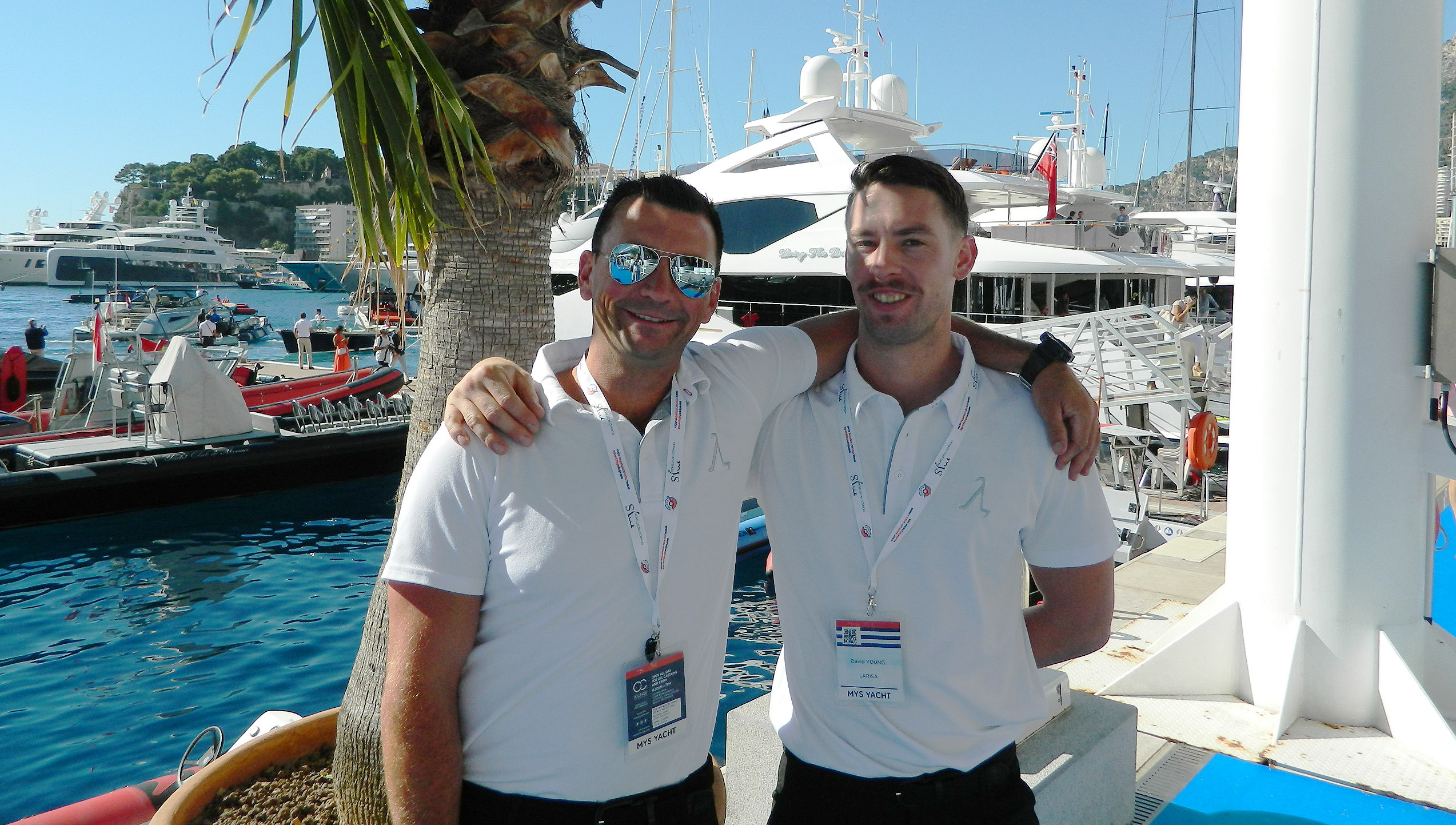 David Young (right) with his crewmate on the Larisa and chief officer Marc Odello Image:David Young (right) with his crewmate on the Larisa and chief officer Marc Odello