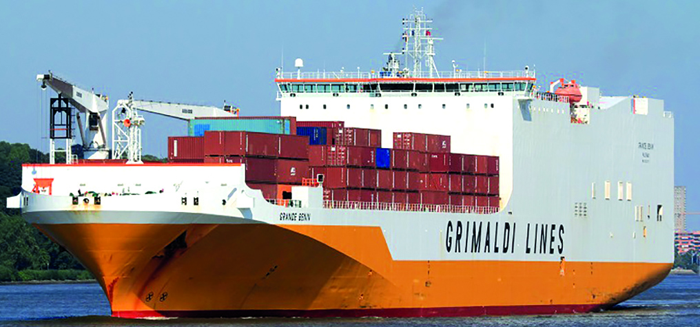 The Italian-flagged ro-ro containership Grande Benin Image:The Italian-flagged ro-ro containership Grande Benin