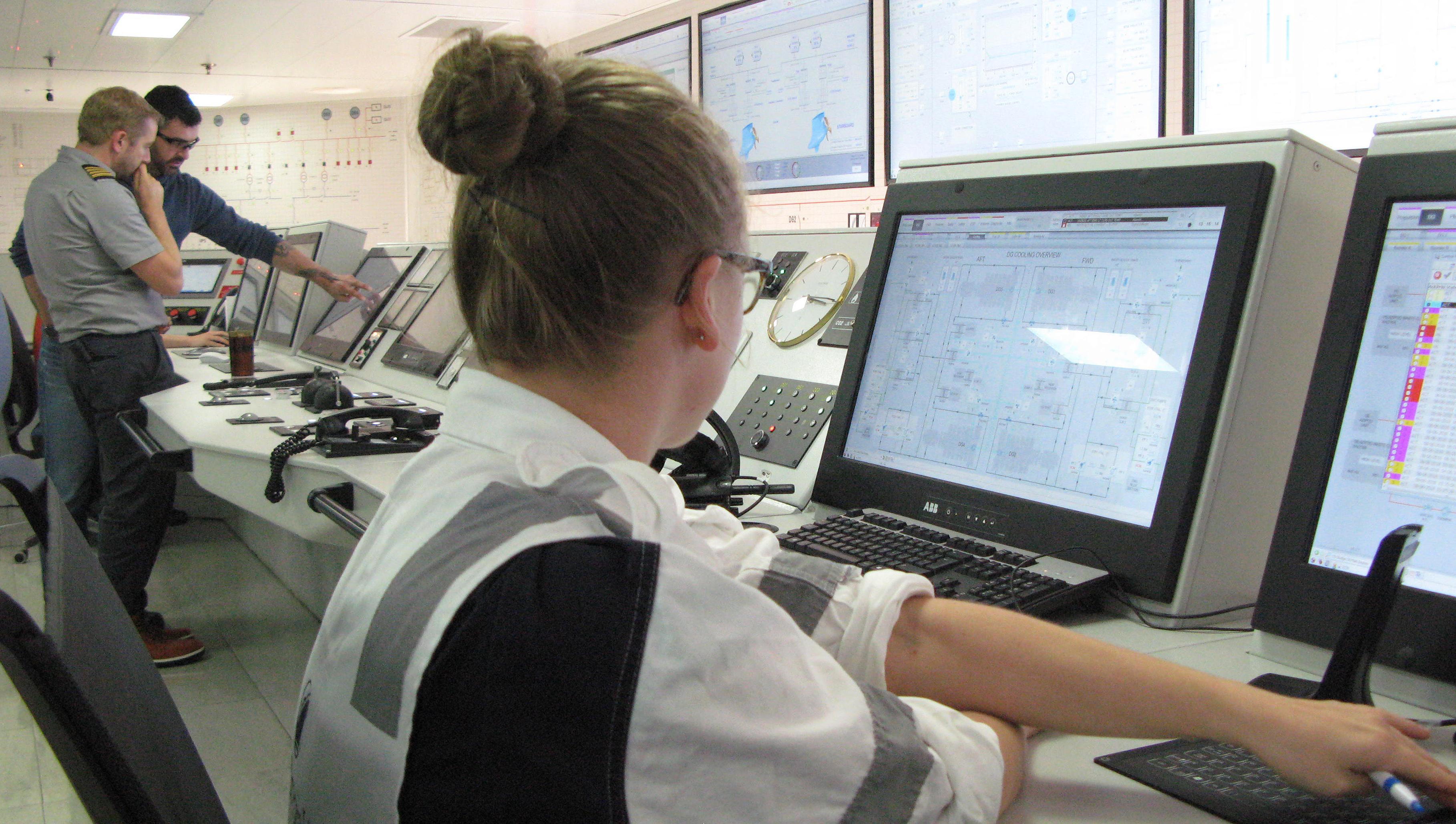 Cruiseship engineers at work on a Holland America Line vessel Image:Cruiseship engineers at work on a Holland America Line vessel