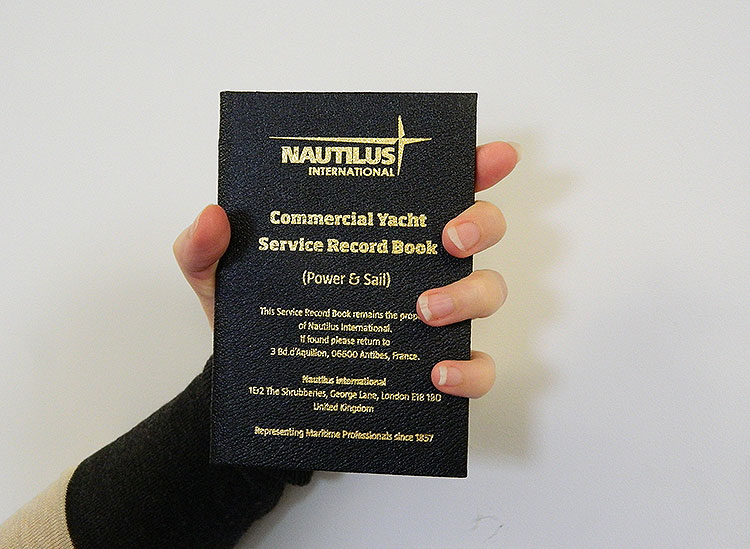 The Nautilus Commercial Yacht Service Record Book. Image:The Nautilus Commercial Yacht Service Record Book.
