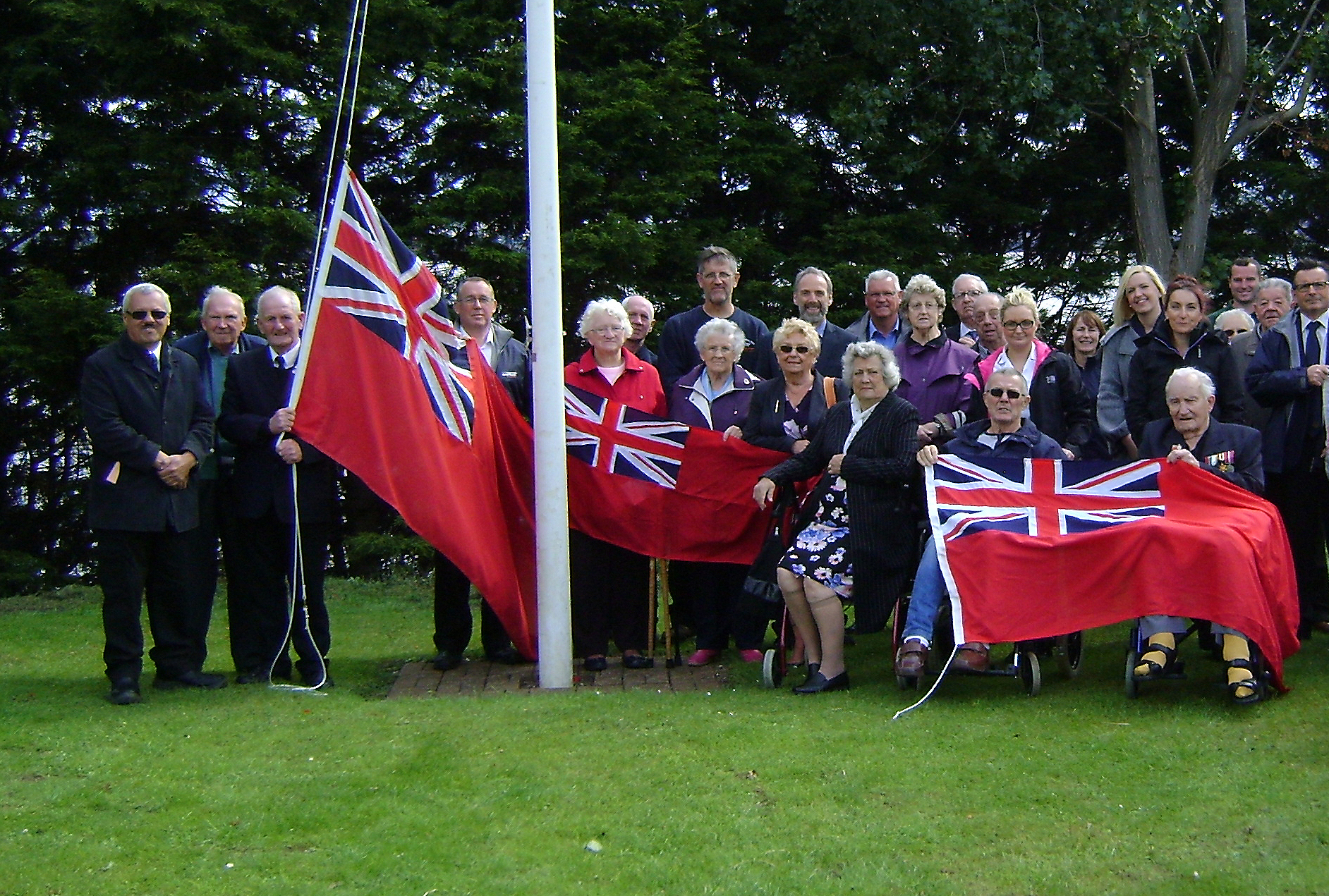 The Red Ensign being raised at the Nautilus Mariners' Park in 2017. Image:The Red Ensign being raised at the Nautilus Mariners' Park in 2017.